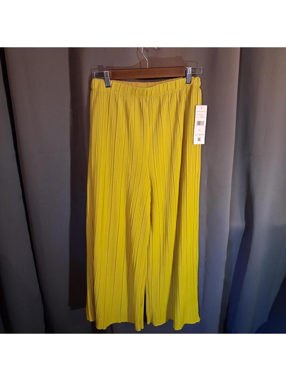 Rafaella Warm Olive Pleated Pull-On Wide Leg Pants Size M